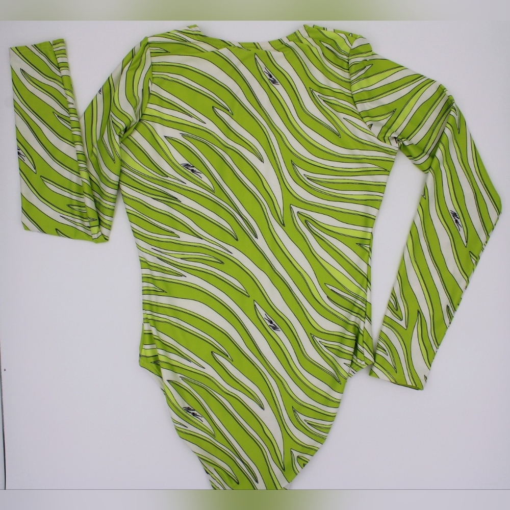 Michael Kors Women’s Size 6 Long Sleeve Swimsuit – Green/Yellow/White - Picture 2 of 5
